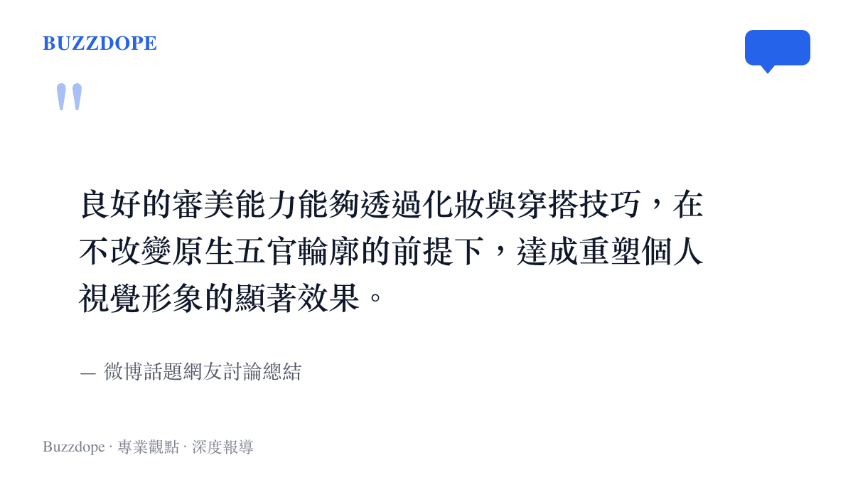 引述網友對審美能力如何透過化妝與穿搭改變個人視覺形象的觀點