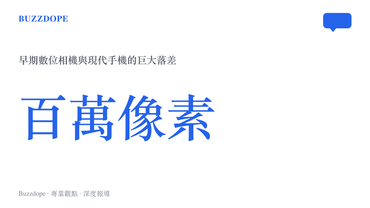 統計圖卡呈現早期數位相機百萬像素的低解析度，對比現代智慧型手機的極高畫質，凸顯AI修復技術跨越時代的填補能力