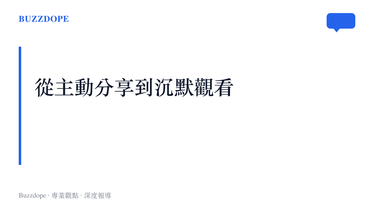 章節圖卡標示本文從分享行為退場的角度，分析社羣靜默潮對平臺、創作者與一般使用者的影響