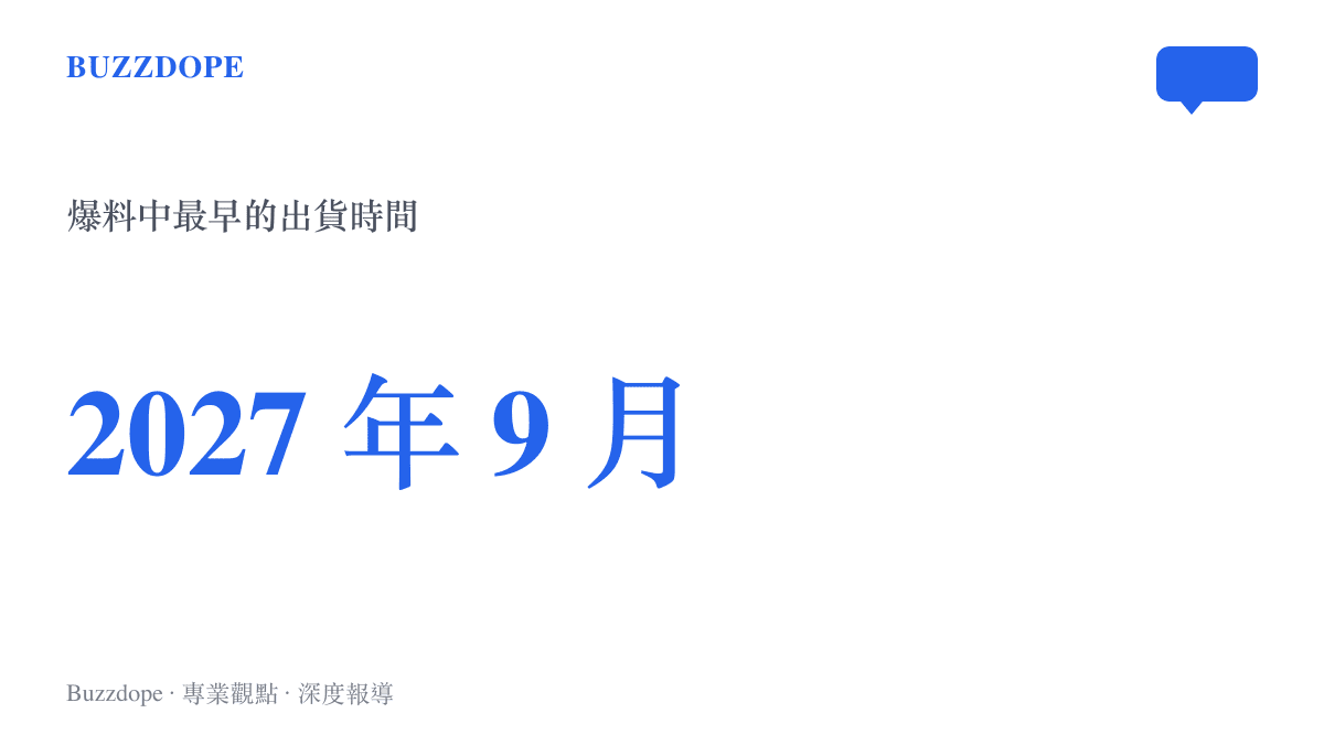 統計圖卡呈現蘋果首款 AI 眼鏡傳聞中最早於 2027 年 9 月出貨，並於同年 WWDC 先行向開發者公布的時程