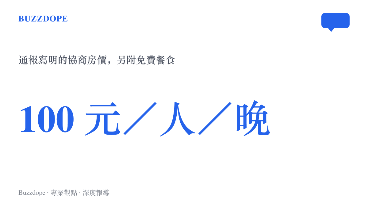 統計圖卡呈現阿爾山官方通報的實際協商房價為每人每晚一百元人民幣，對照影片標題宣稱的二百元一晚