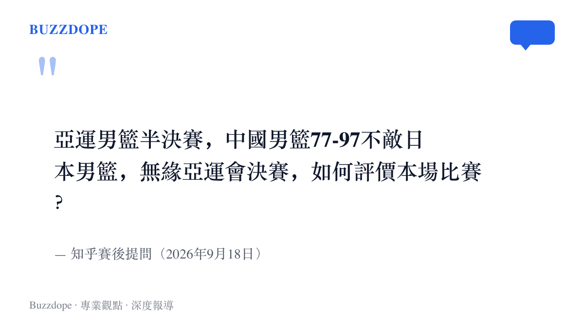 知乎賽後提問的原文，徵求網友評價中國男籃77比97敗給日本隊的這場半決賽