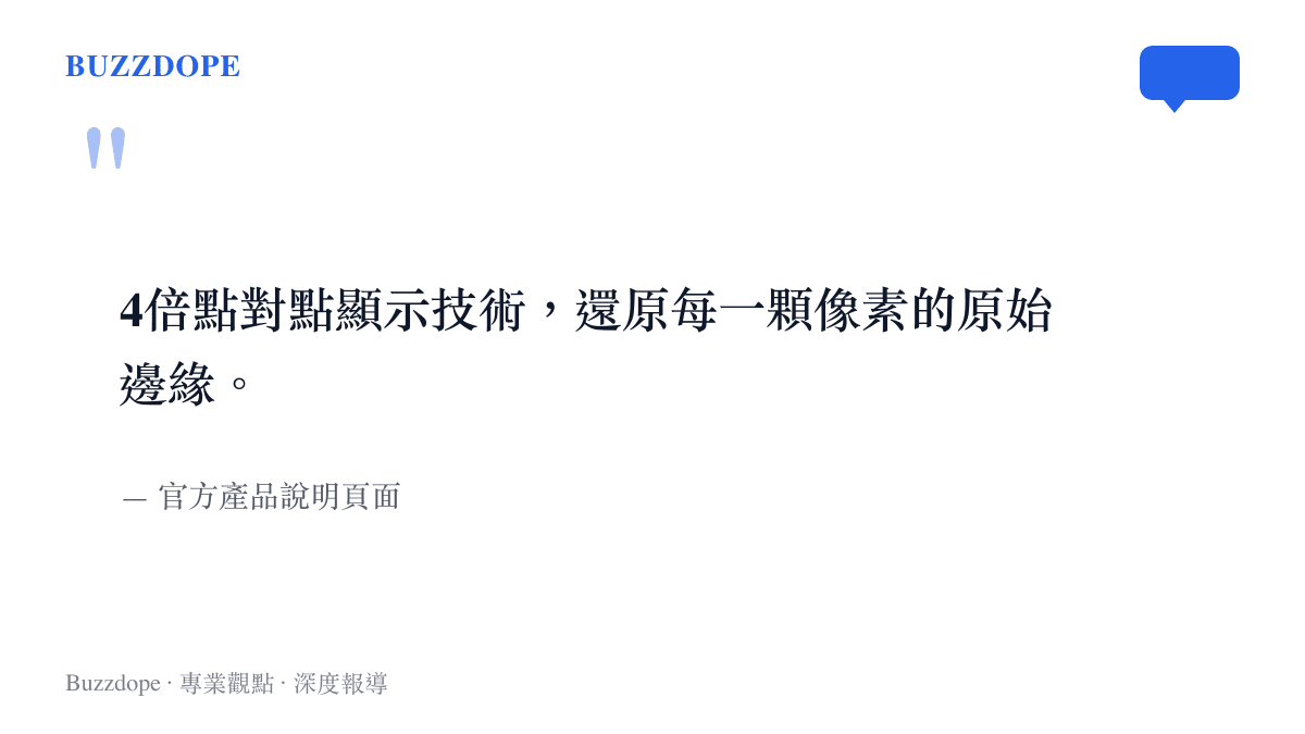 引言圖卡引用官方產品說明，強調透過四倍點對點顯示技術還原復古遊戲每一顆像素的原始邊緣