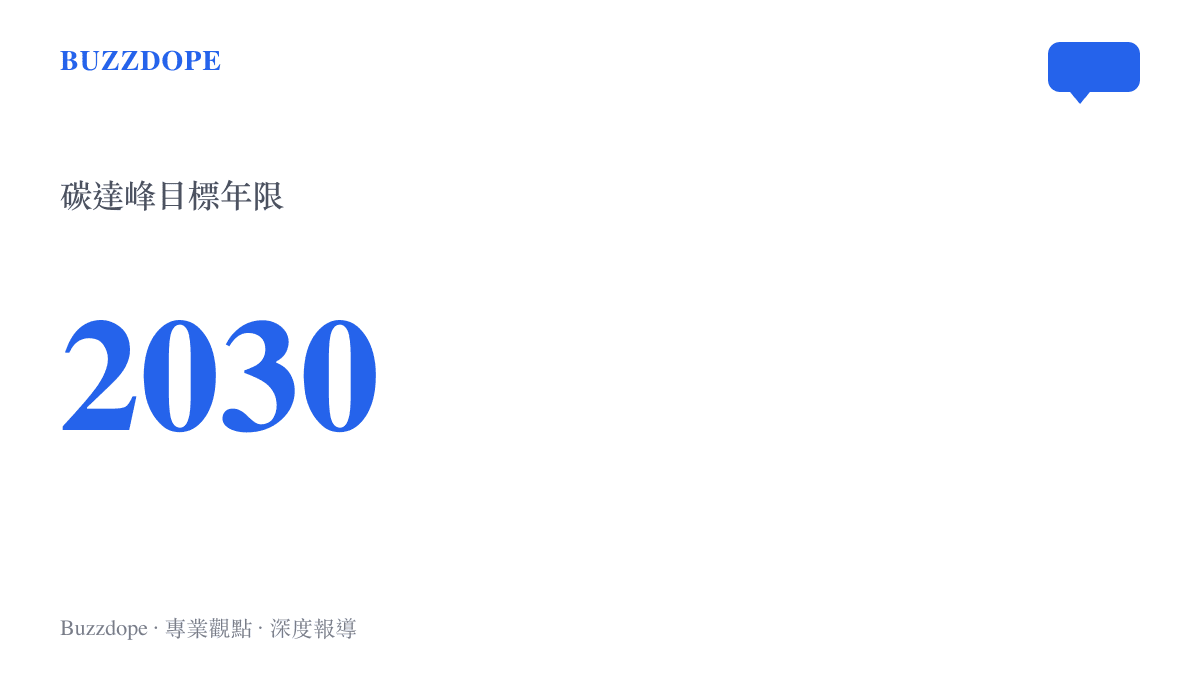 統計圖卡呈現中國官方設定於2030年前實現二氧化碳排放達峯的氣候目標