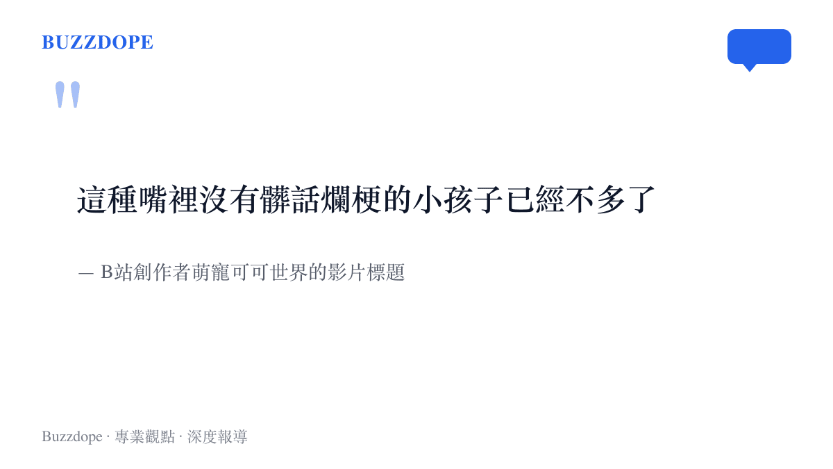 引言圖卡呈現B站一支影片標題的感嘆，感嘆嘴裡沒有髒話與爛梗的小孩子如今已經不多了