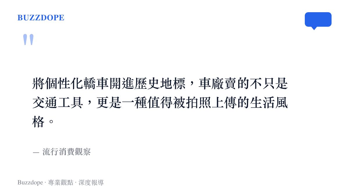 引述流行消費觀點指出汽車品牌透過場景行銷販售生活風格的趨勢