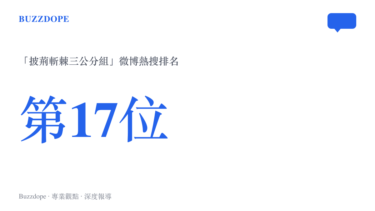統計圖卡呈現披荊斬棘三公分組話題登上微博熱搜榜第17位的即時排名位置