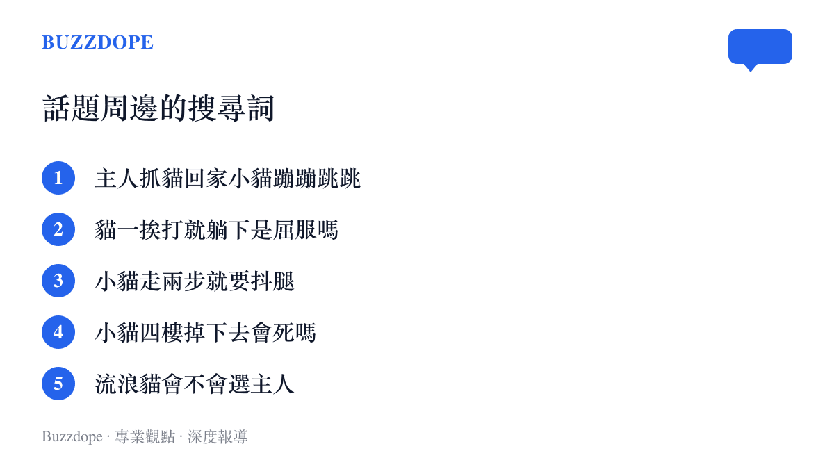 清單列出百度頁面上與貓咪跳櫃話題並列的周邊搜尋詞，內容多與貓的行為、健康與人貓關係有關