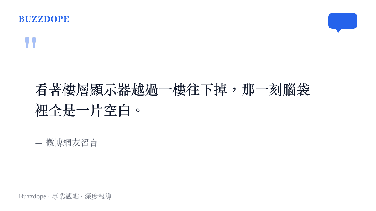 微博網友留言描述電梯下墜時的恐懼心情