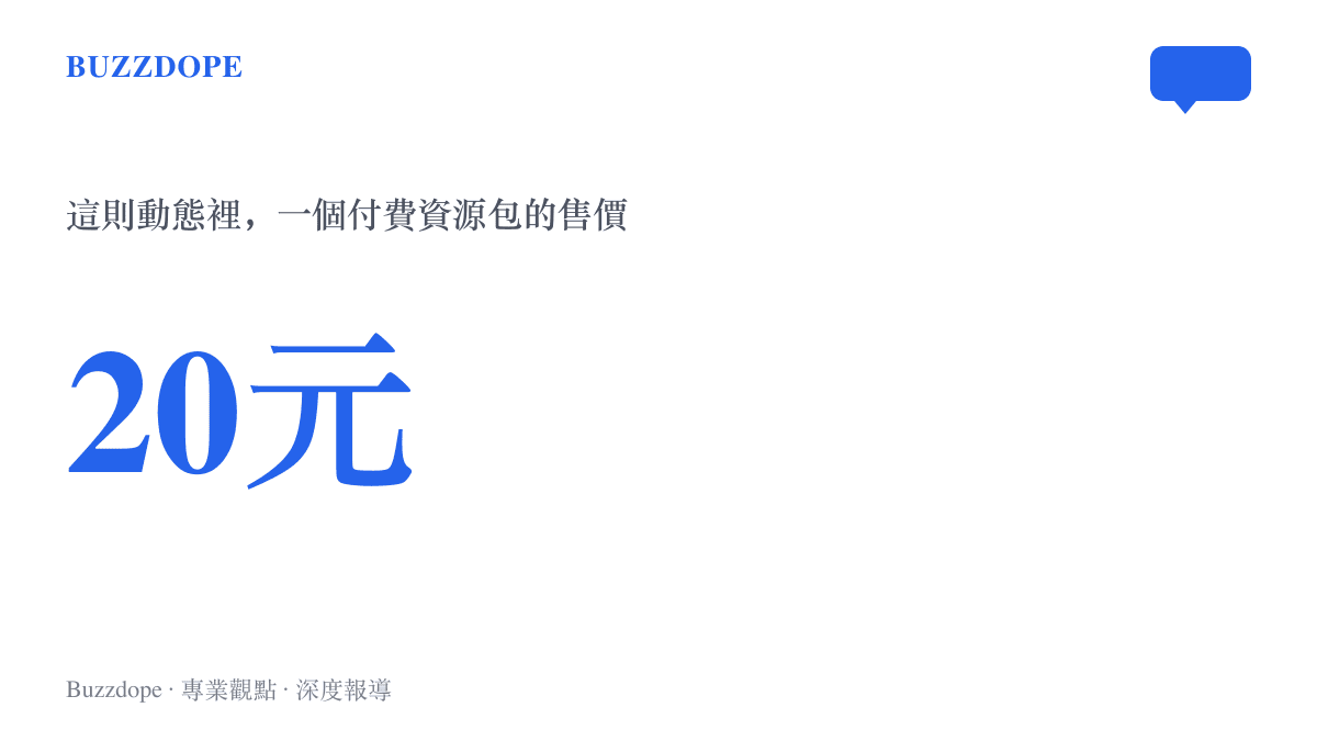 統計圖卡呈現本次糾紛的交易金額，一個資源包收費二十元人民幣，屬於美化圈常見的小額定價區間