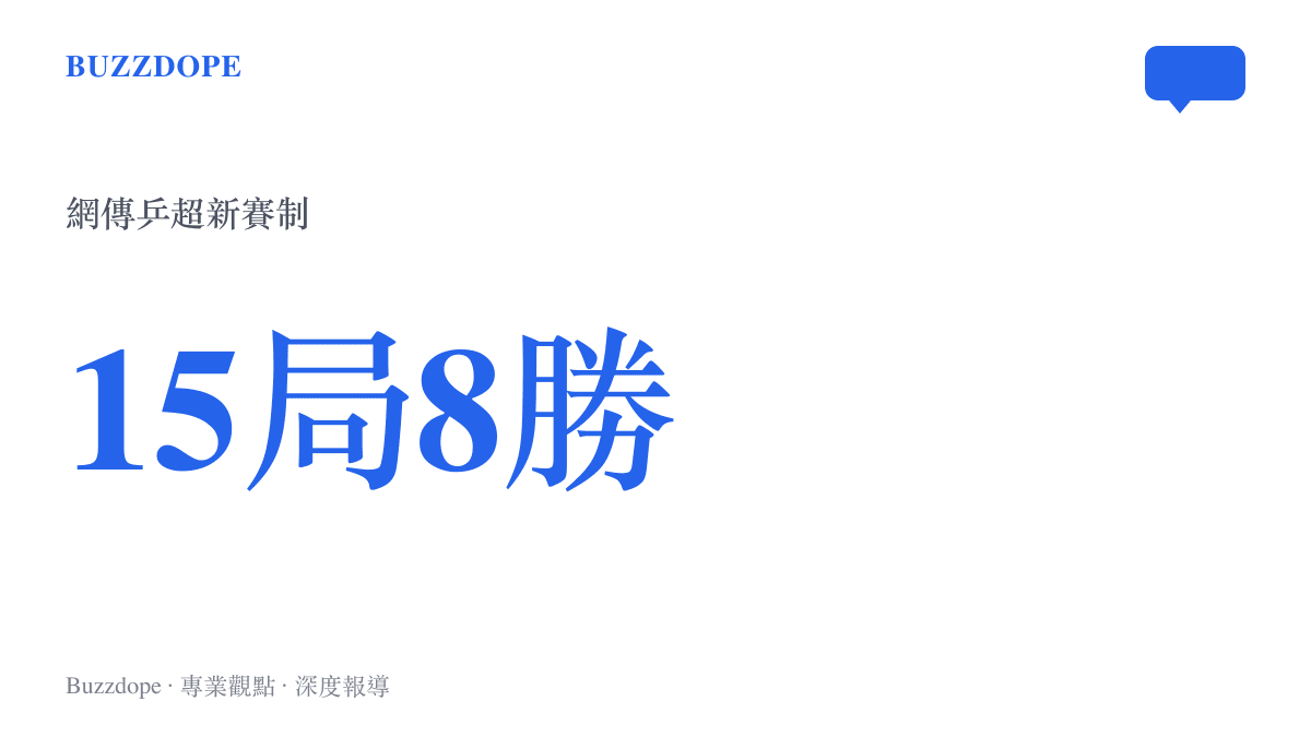 網傳乒超新賽制統計圖卡，呈現十五局八勝制的計分結構