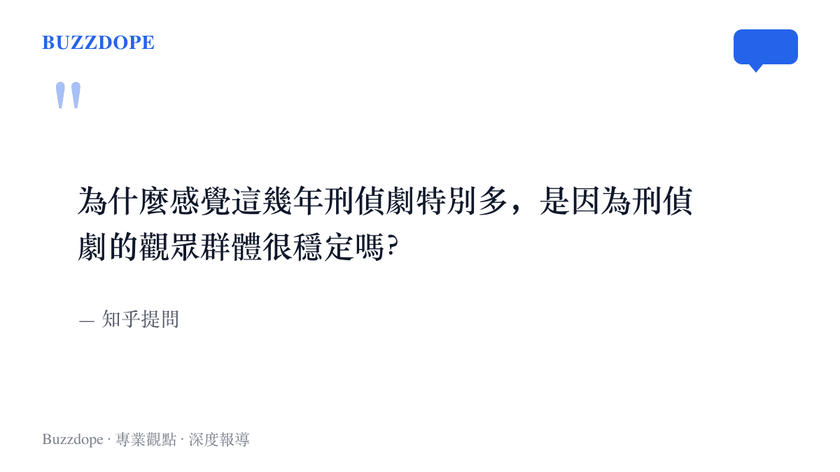 引言圖卡呈現知乎網友的原始提問，詢問這幾年刑偵劇數量變多是否因為觀眾羣體穩定