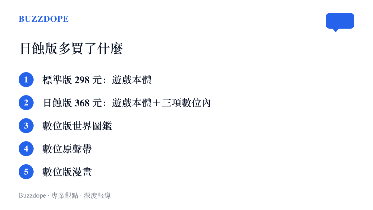 《黎明行者之血》Steam國區標準版售價298元，日蝕版368元，升級版加購數位世界圖鑑、原聲帶與漫畫，差價70元