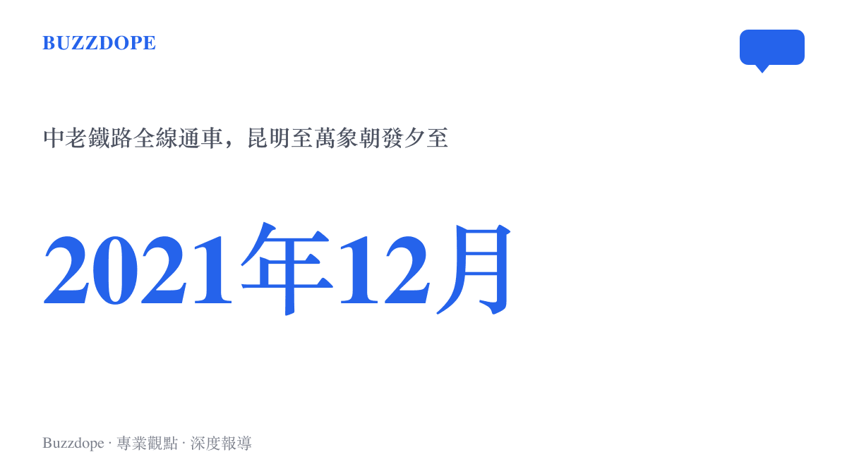中老鐵路於2021年12月全線通車的時間標記，通車後昆明至萬象的國際旅客列車可當日抵達