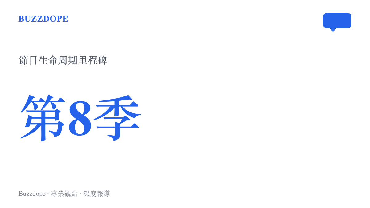 數據圖卡呈現花兒與少年節目已邁入第八季的生命周期裏程碑
