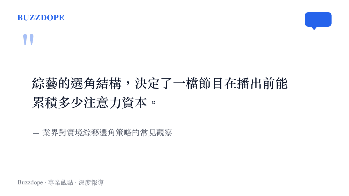 綜藝選角結構決定節目播出前注意力資本的觀點圖卡
