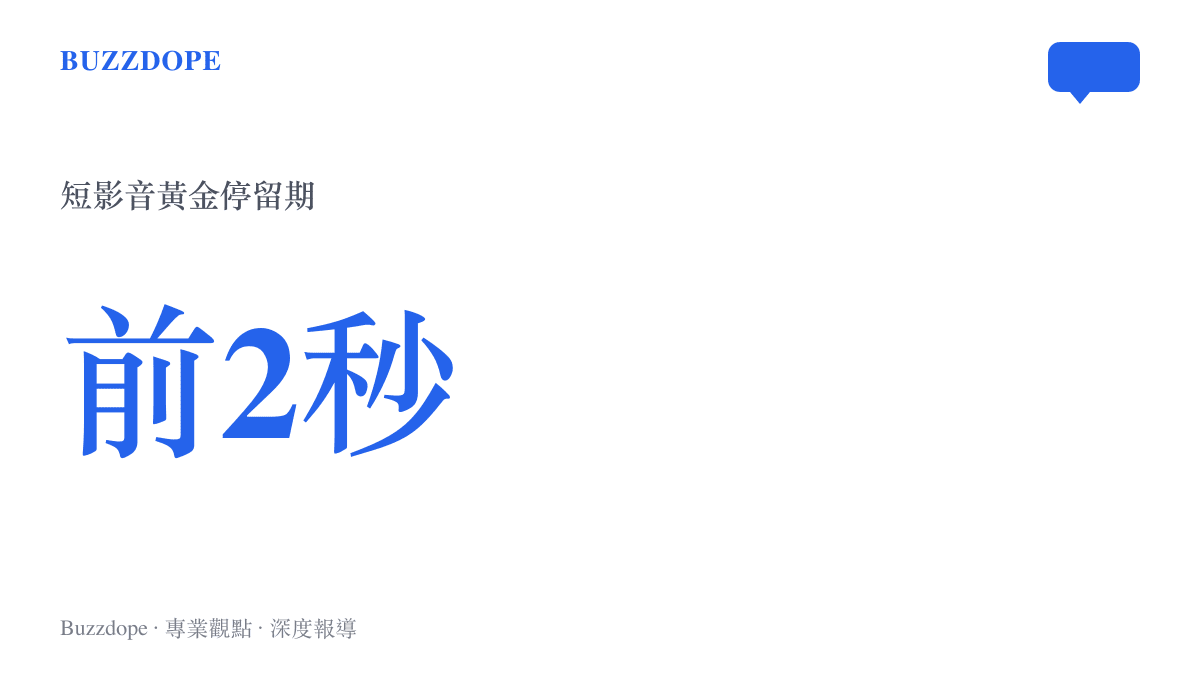 數據圖卡呈現短影音演算法機制下，創作者必須在影片前兩秒抓住觀眾注意力的殘酷現實