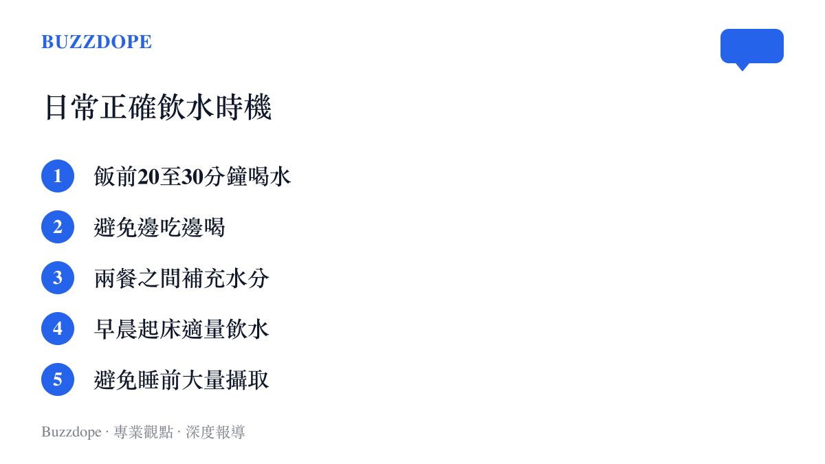 列出五個有助於維持代謝與控制體重的日常正確飲水時間點