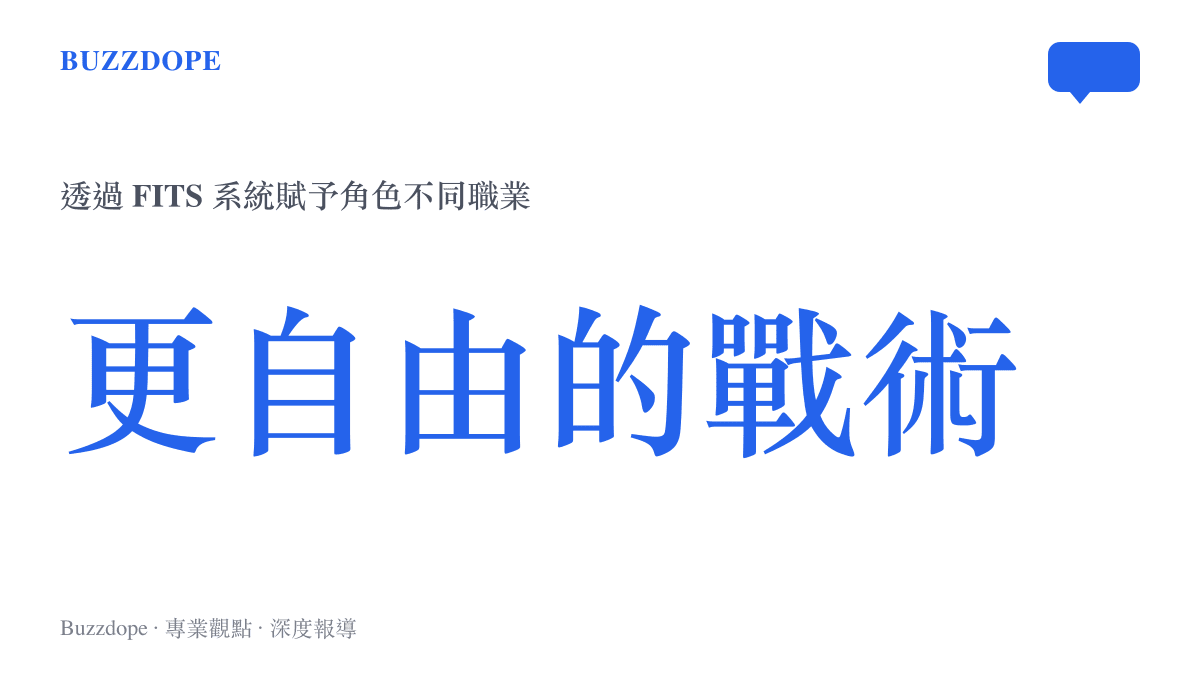 說明 FITS 系統如何允許玩家自由變更角色職業與技能配置，打破傳統角色定位限制