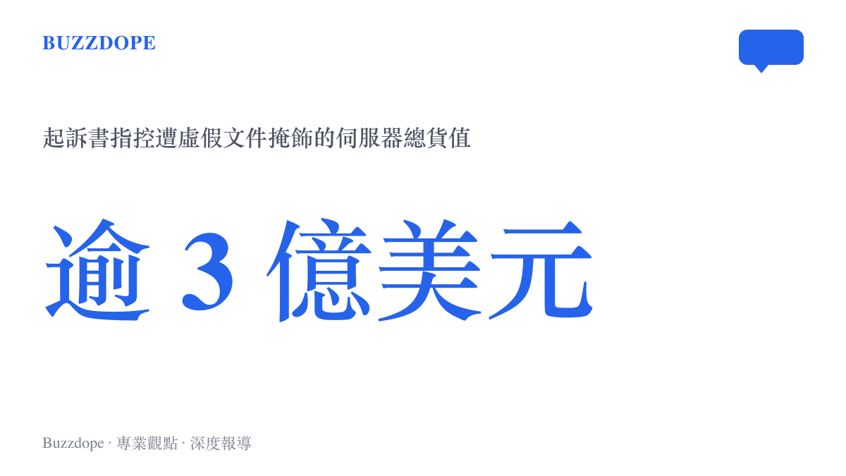統計圖卡呈現本案起訴書指控中遭虛假單據掩飾的伺服器貨值總額超過三億美元