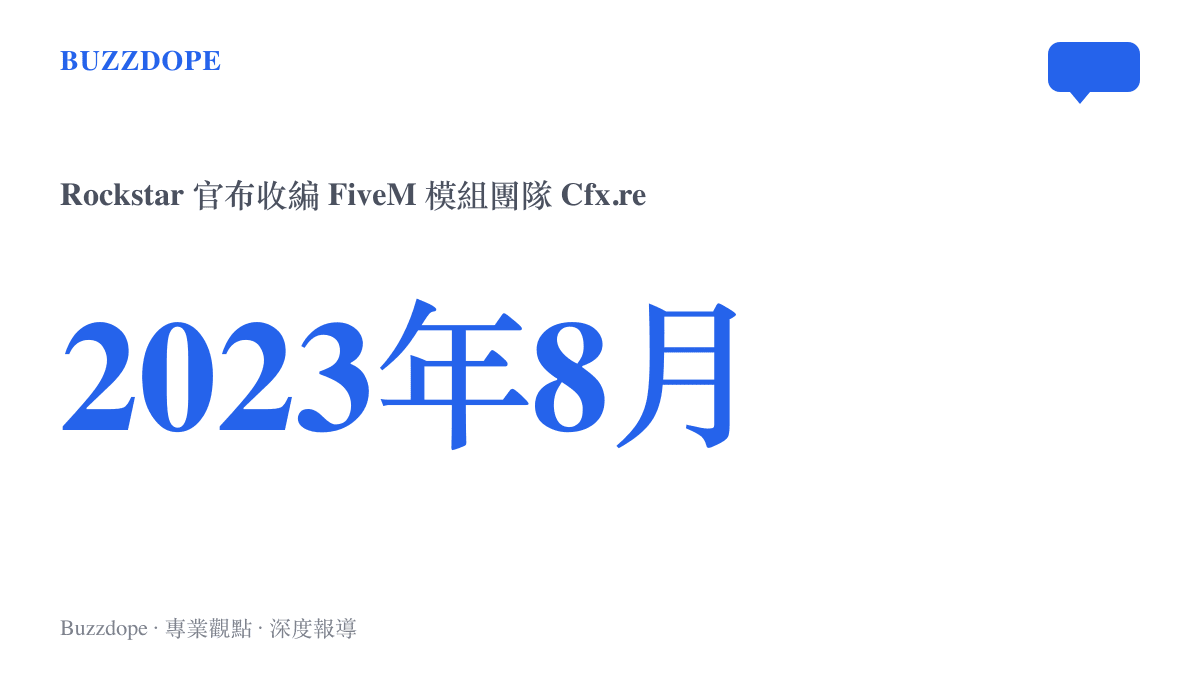 時間點數據圖呈現Rockstar Games於2023年8月宣布與Cfx.re團隊合作、將FiveM與RedM模組平臺納入官方體系的公告日期