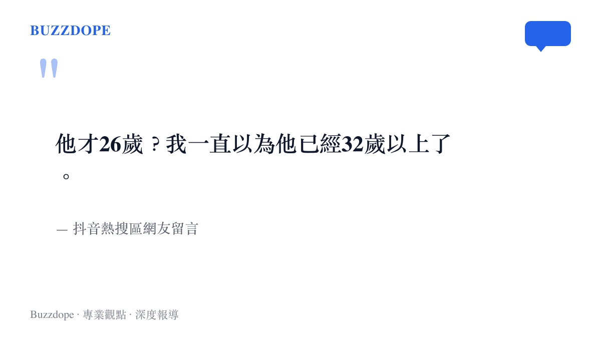 引述抖音網友留言，表達對哈蘭德真實年齡僅26歲的強烈驚訝與認知錯位