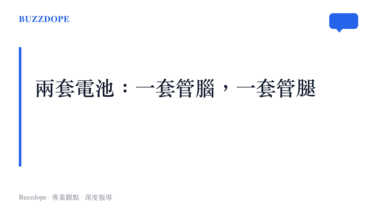 圖卡以兩套電池比喻說明精力與體力各自供電，一套供應熬夜與思考，一套供應爬樓與運動，充電方式互不通用