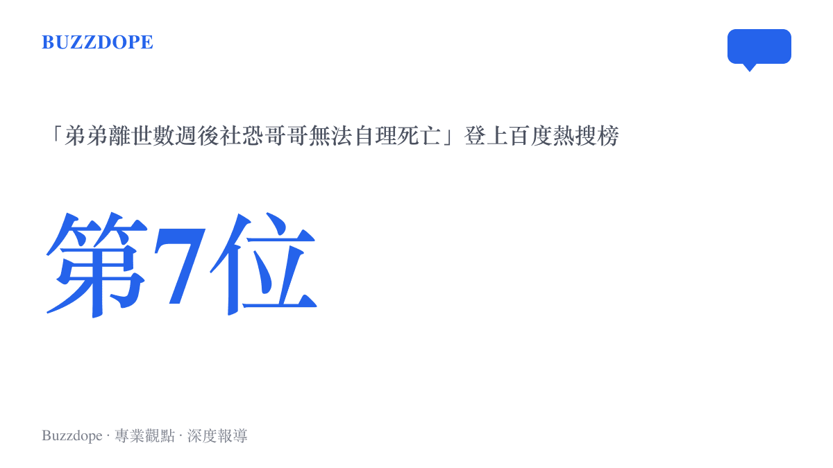 統計圖卡顯示這則香港兄弟雙亡新聞在百度熱搜榜排上第七位的熱度位置