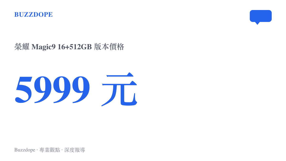統計圖卡呈現榮耀 Magic9 16+512GB 版本經酷安動態流傳的 5999 元定價