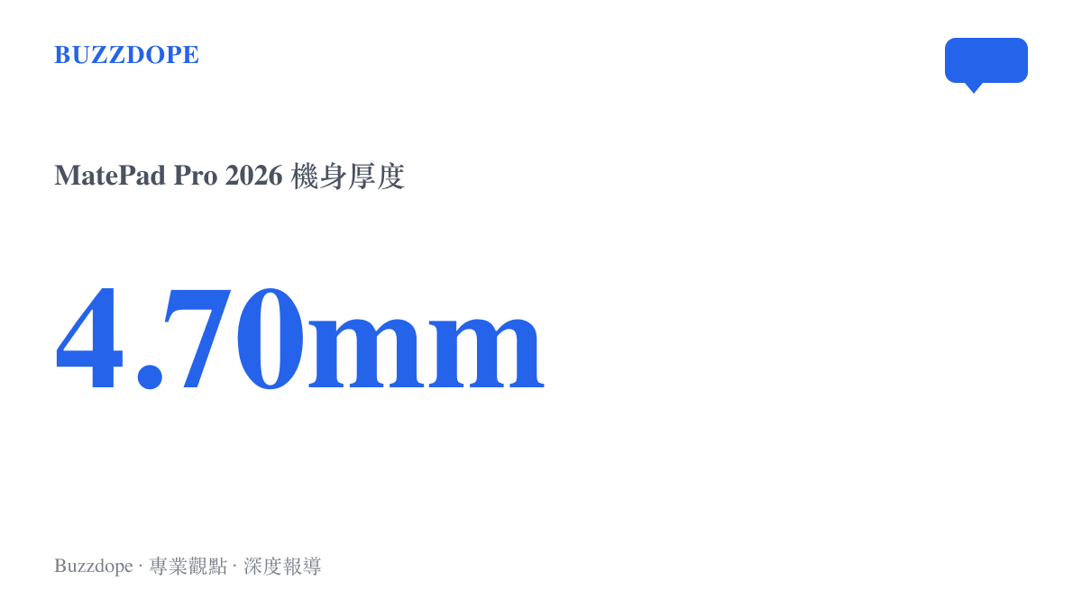 華為 MatePad Pro 2026 旗艦平板的機身厚度數據為 4.70 毫米