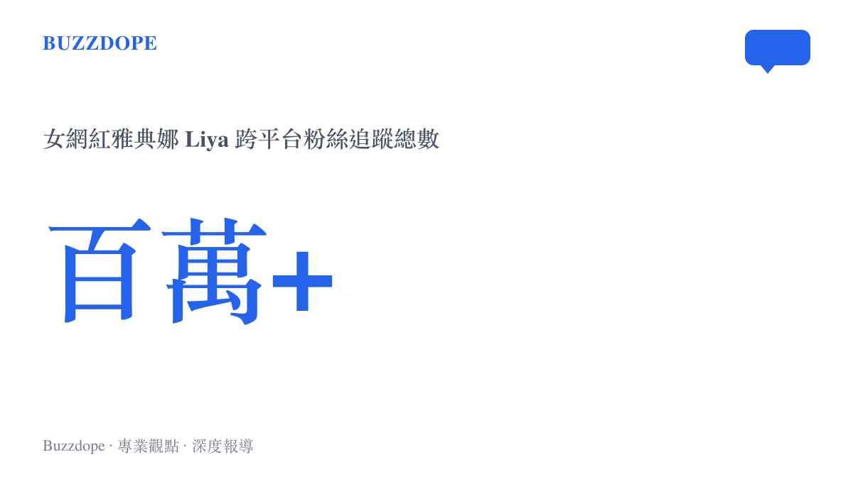 統計圖卡呈現女網紅雅典娜 Liya 在短影音平臺擁有超過百萬名粉絲追蹤的數據規模