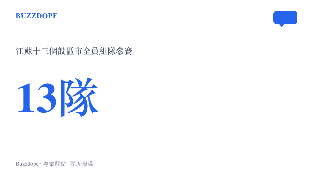 統計圖卡呈現江蘇省城市足球聯賽共有十三個設區市全員組隊參賽的規模