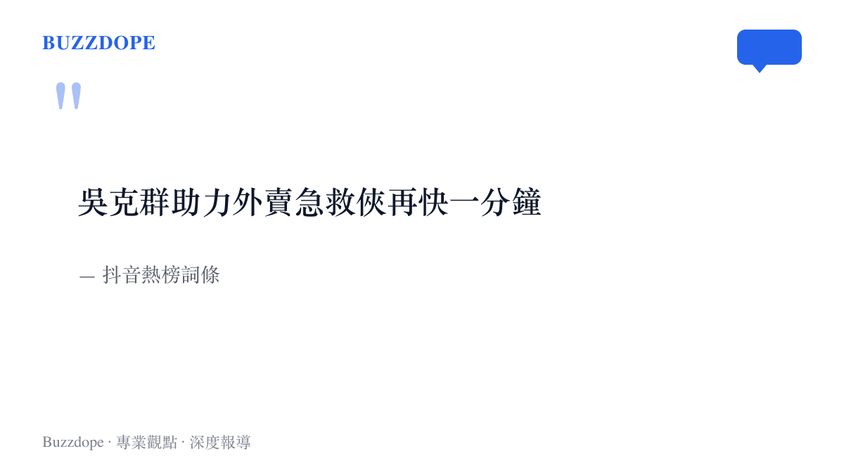 抖音熱榜詞條「吳克羣助力外賣急救俠再快一分鐘」以大字呈現，並標註出處為抖音熱榜