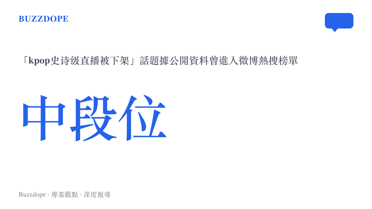 K-pop 史詩級直播被下架話題登上微博熱搜榜單的圖卡，標註話題曾進入榜單中段位