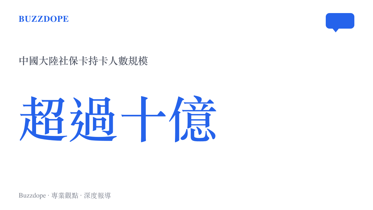 統計圖卡呈現中國大陸社保卡持卡人數超過十億的龐大規模，凸顯醫保話題涉及的人口基數