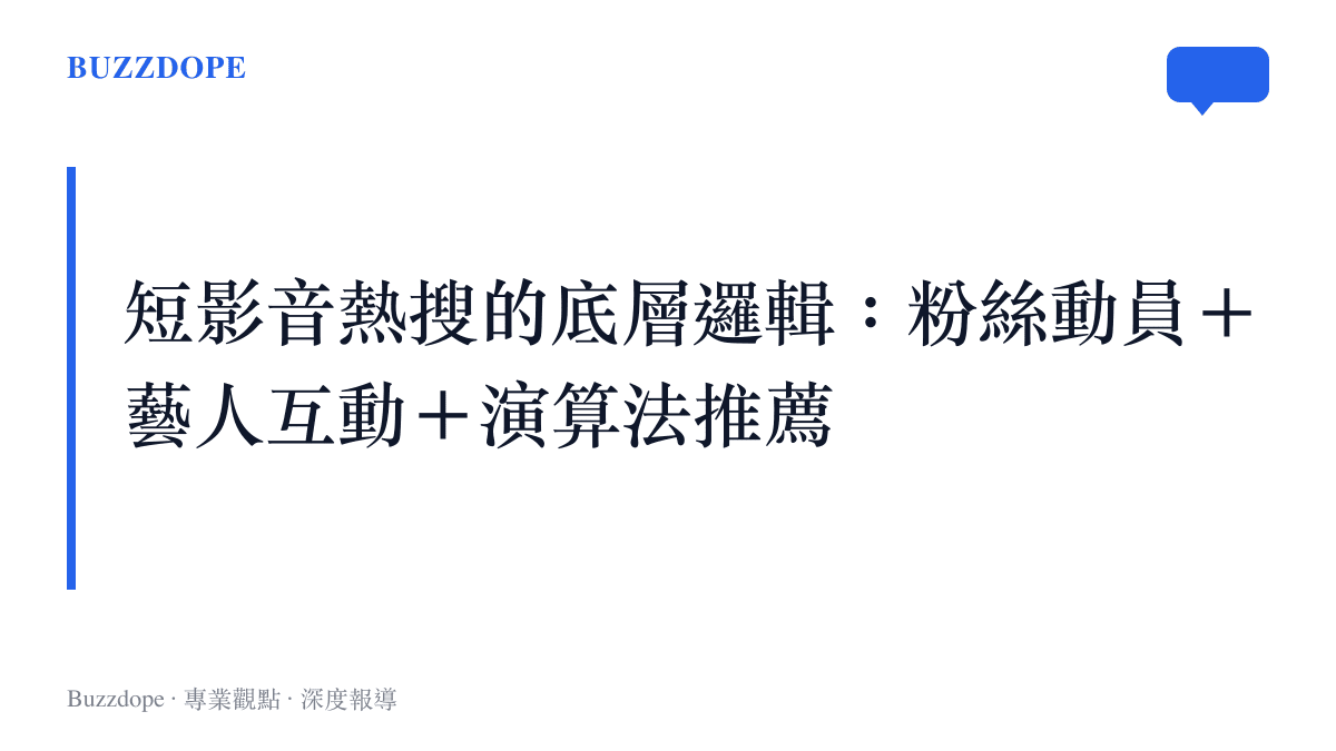 短影音熱搜底層邏輯圖卡，呈現三個關鍵力量疊加驅動話題傳播