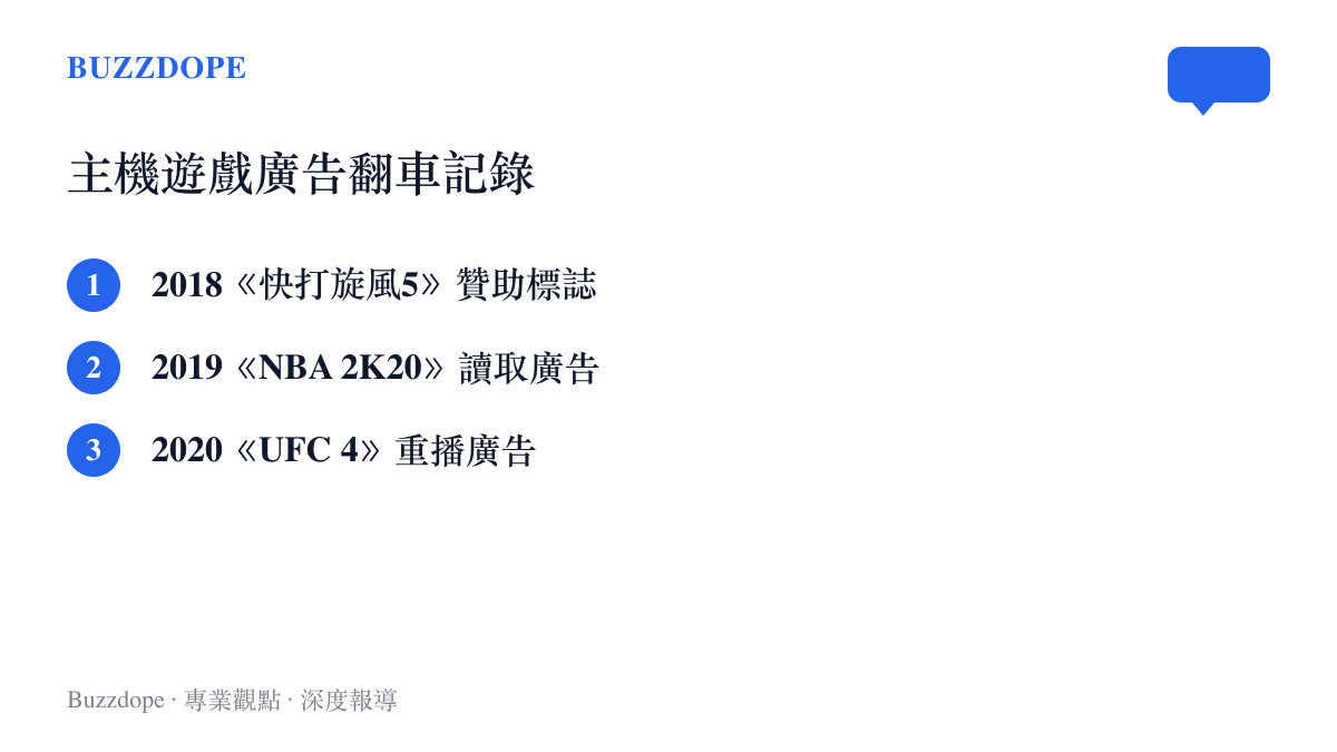 清單列出2018年至2020年三款在遊戲內插入廣告後引發玩家反彈而被撤下的作品與年份