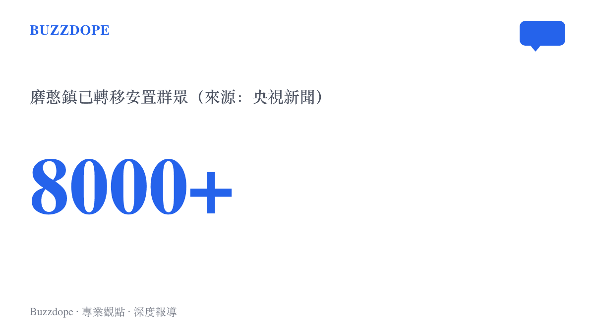 統計圖卡呈現雲南磨憨鎮洪澇災害中已轉移安置羣眾超過八千人，數字出自央視新聞報導