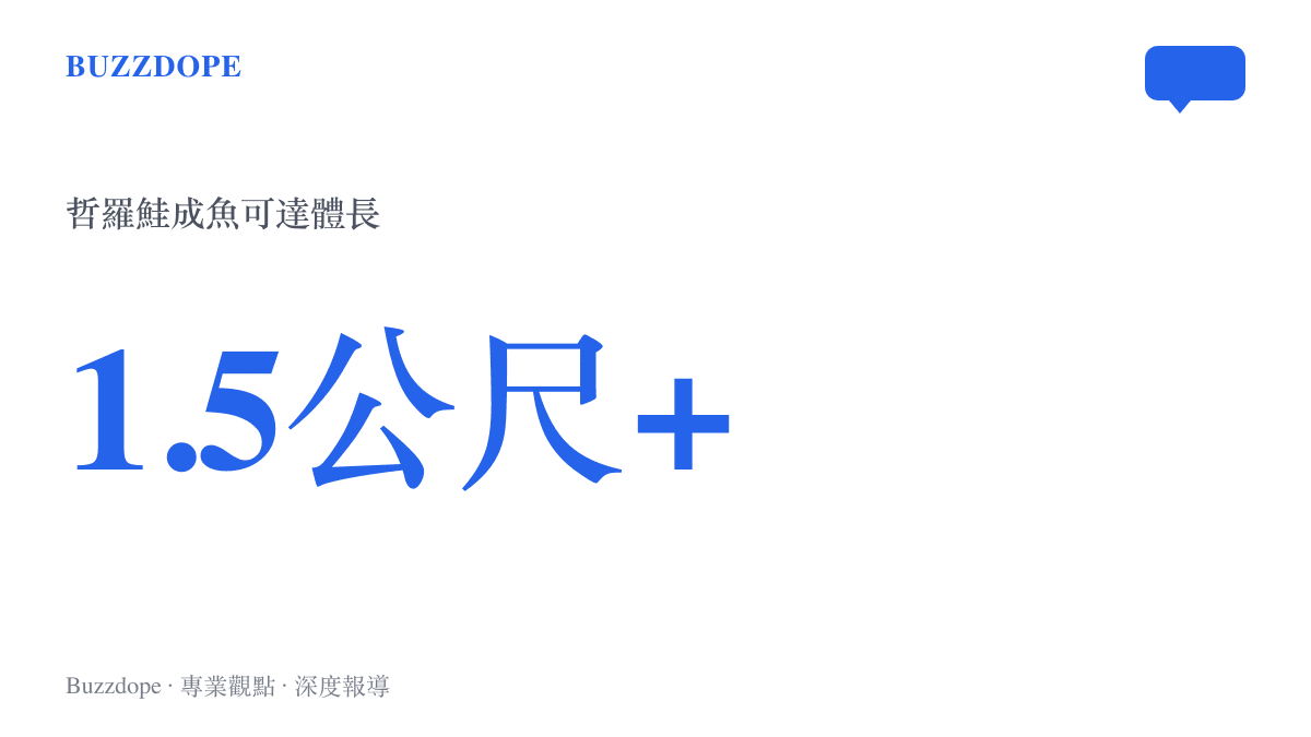 統計圖卡呈現哲羅鮭成魚體長可超過一點五公尺，這種被蒙古國紅皮書列為極度瀕危的大型鮭魚正是此次釣遊行程的目標