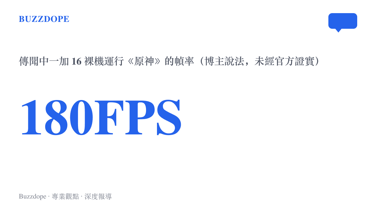 統計圖示標示傳聞指一加16可在行動端裸機跑滿《原神》每秒180幀的遊戲畫面