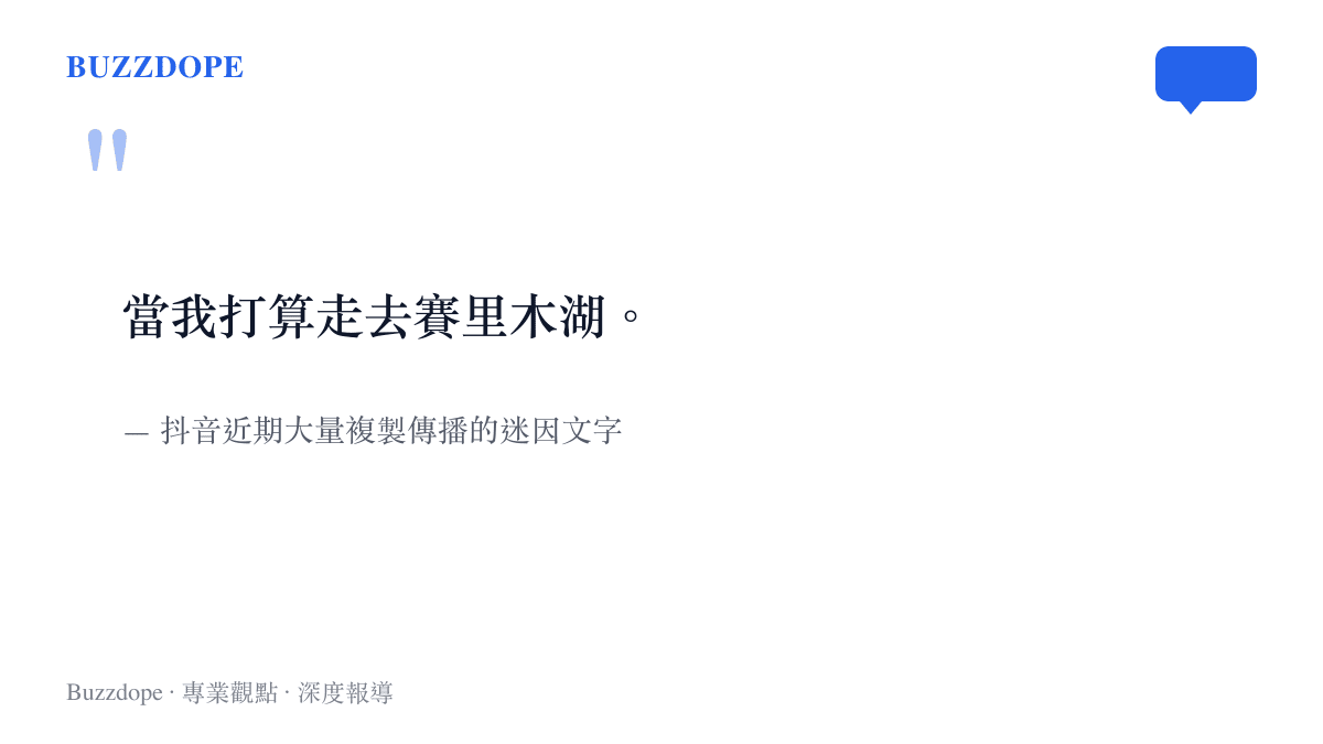 抖音近期爆紅的迷因對話截圖，輸入框顯示著當我打算走去賽裏木湖的字樣