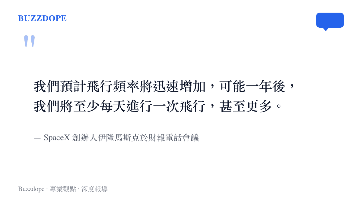 我們預計飛行頻率將迅速增加，可能一年後，我們將至少每天進行一次飛行，甚至更多。