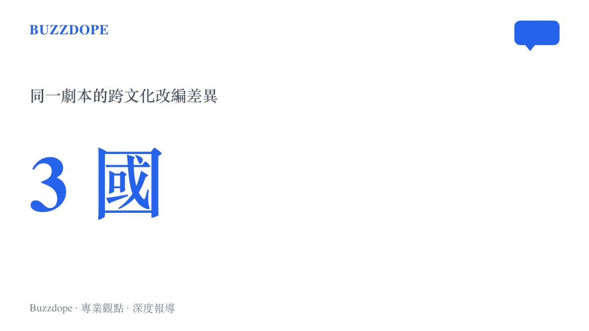 統計數據圖卡呈現同一份《嫌疑人X的獻身》小說劇本被中、日、韓三個國家改編成電影的數量規模