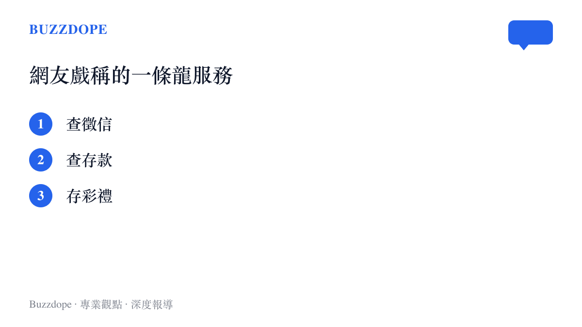 清單圖列出中國網友對銀行結婚登記的戲稱流程，依序是查徵信、查存款、存彩禮三個步驟