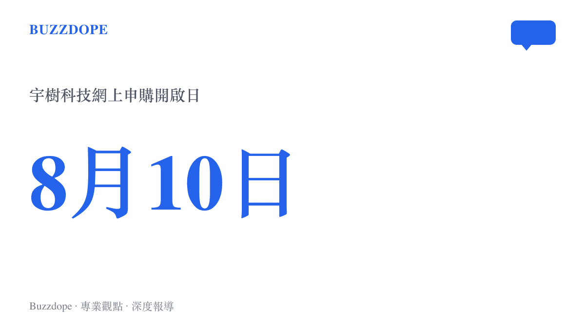 標示宇樹科技於八月十日正式啟動網上申購的關鍵日期數據