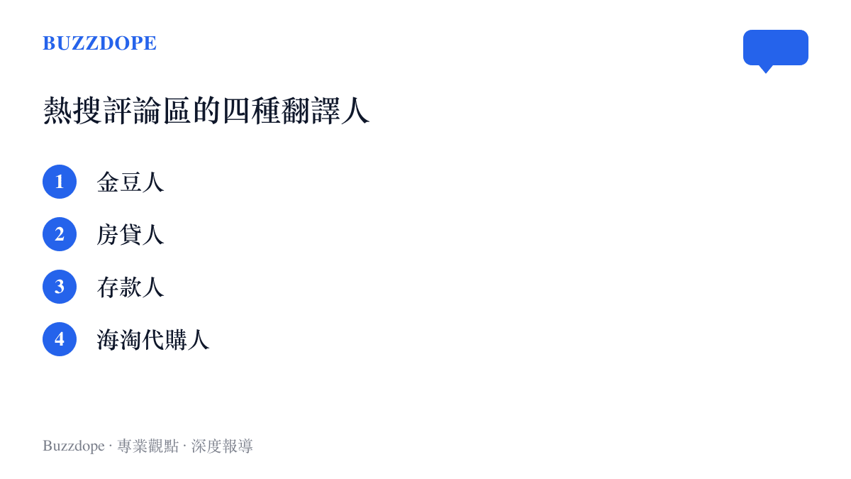 清單圖卡列出熱搜評論區把上遊物價數據換算成個人帳本的四種留言者身分