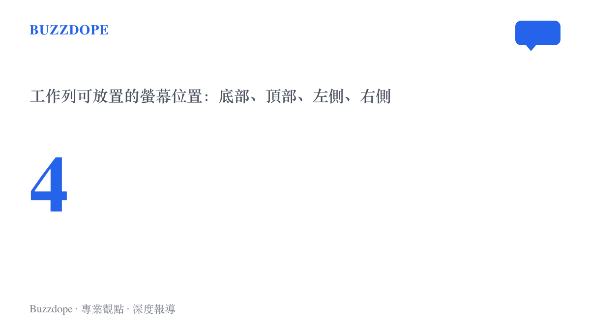統計圖卡呈現 Windows 11 26H1 九月更新後，工作列可選擇的螢幕位置共有四個，即底部、頂部、左側與右側