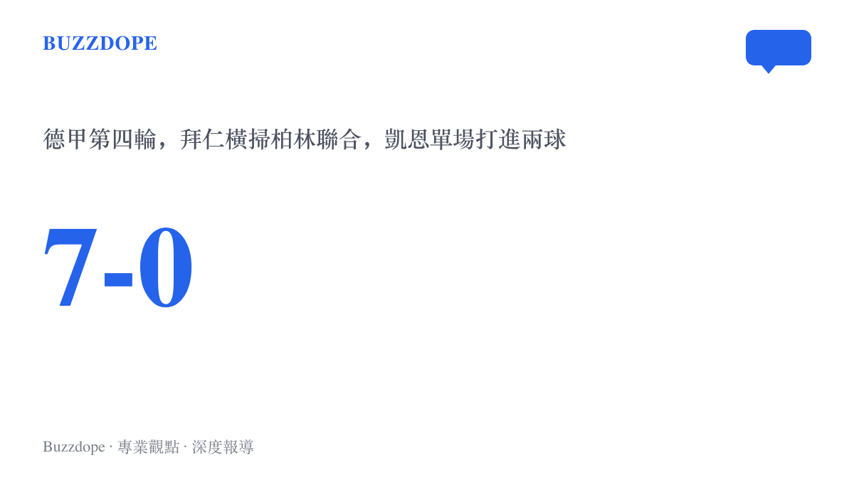 德甲第四輪拜仁慕尼黑以七比零擊敗柏林聯合的比數，凱恩在這場比賽個人打進兩球