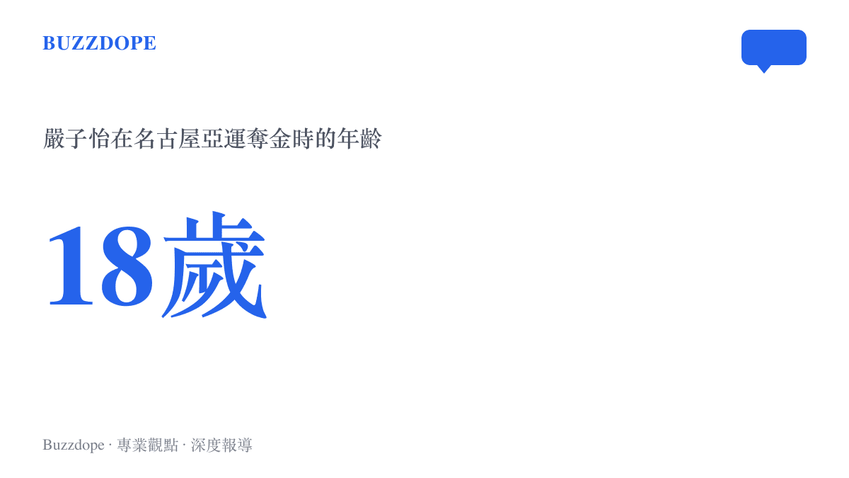 數據圖卡呈現嚴子怡以十八歲之齡在名古屋亞運奪下女子標槍金牌並改寫紀錄