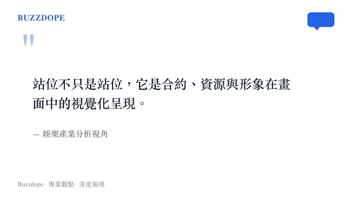 娛樂產業分析觀點指出站位是合約資源與形象的視覺化呈現